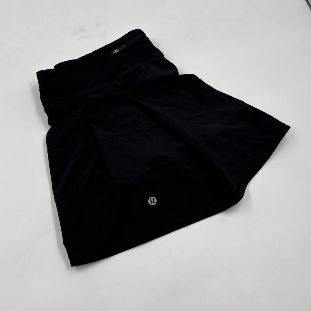 Lululemon Women's 12 Mid-Rise Pace Rival Black Athletic Running Tennis Skort